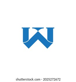 letter w ribbon 3d flat simple geometric logo vector