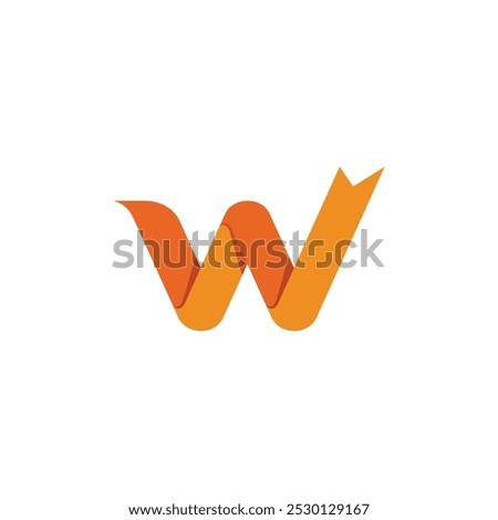 Letter W Ribbon Logo design vector template