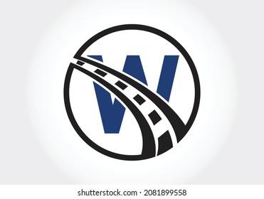 Letter W with road logo sign Design Vector Template. The creative design concept for highway maintenance and construction.