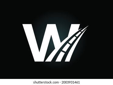Letter W with road logo sing. The creative design concept for highway maintenance and construction. Transportation and traffic theme.