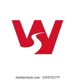 Letter W Road Logo For Transportation Symbol Based On Path Concept Vector Template