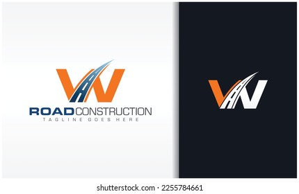 Letter W with road logo vector stock, the creative design concept for highway maintenance and construction