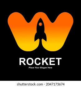Letter W with rocket logo vector template. Suitable for app icon, technology, education, corporate identity, initial and labels.