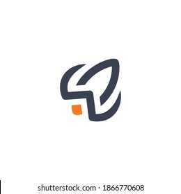 Letter W Rocket Minimalist Logo Design. Blue Rocket for Company Logo