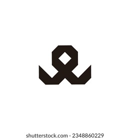 Letter w round, square geometric symbol simple logo vector