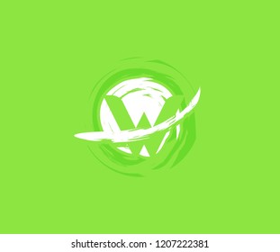 Letter W Rounded Swoosh Grunge Splash Element Logo Design