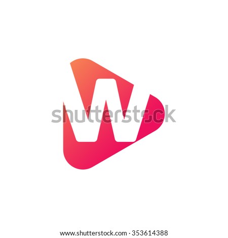 letter w rounded triangle shape icon logo orange red
