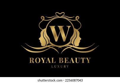 letter W royal beauty crest logo design element