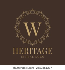 Letter W rustic heritage circular delicate initial logo