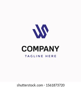 Letter w and s initial modern logo template