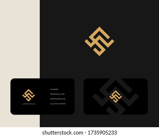 Letter W S logo design with business card vector template. creative minimal monochrome monogram symbol. Premium business logotype. Graphic alphabet symbol for corporate identity