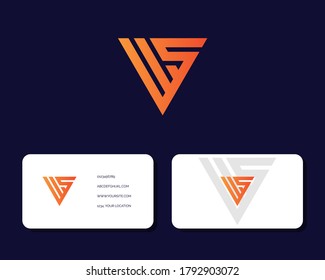 Letter W S logo design with business card vector template. creative minimal monochrome monogram symbol. Premium business logotype. Graphic alphabet symbol for corporate identity