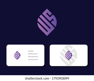 Letter W S logo design with business card vector template. creative minimal monochrome monogram symbol. Premium business logotype. Graphic alphabet symbol for corporate identity