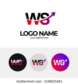  Buchstaben W und S Logo, WS Logo-Design für Unternehmen, Pfeil, Skalierung, Geschäftswachstum, Logo-Design für Unternehmen