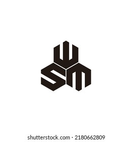 Letter W, S and M three hexagons geometric symbol simple logo vector