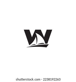 Letter W and Sailboat logo or icon design