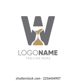 Letter W Sand Time Hourglass Logo Design Vector Icon Graphic Emblem Illustration