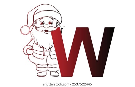 letter W with Santa Claus designed with alphabet. Characters with fun expressions pose various poses. It's vector art so it's easy to edit.
