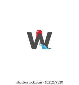 Letter W Santa hat concept design illustration