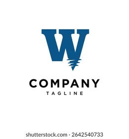 Letter W Screw logo Icon Vector
