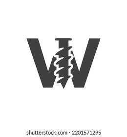 Letter W Screw Logo Template For Construction Ironmonger  Symbol Design