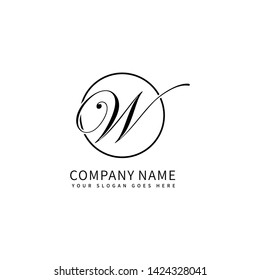 Letter W Script Initial Luxury Logo Design Vector