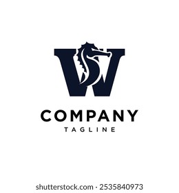 Letter W Sea Horse Logo Icon Vector