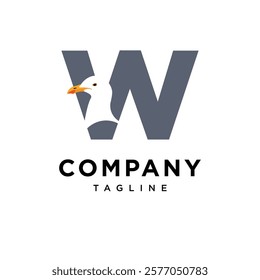 Letter W Seagull Logo Icon Vector