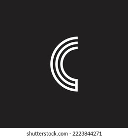 Letter W shaped C, lines geometric symbol simple logo vector