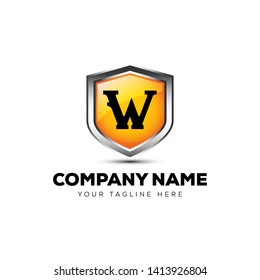 LETTER W SHIELD 3D MODERN LOGO VECTOR TEMPLATE