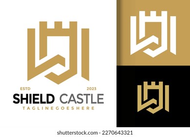 Letter w shield castle logo vector icon illustration