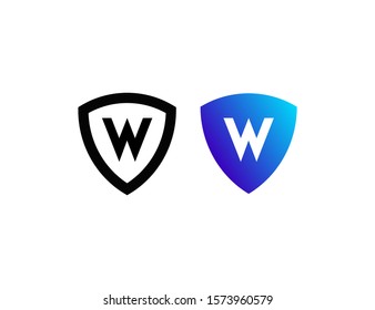 Letter W Shield Guard logo design template vector icon illustraion