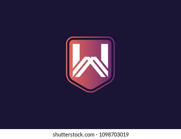 Letter W shield logo, icon design vector illustration