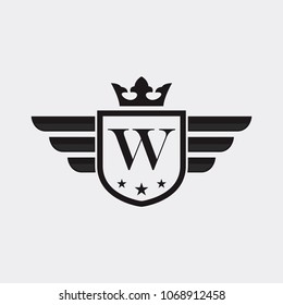 Letter W Shield Wing logo vector