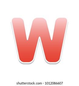 Letter W sign design template element. Vector. Reddish icon with white and gray shadow on white background. Isolated.