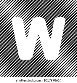 Letter W sign design template element. Vector. Icon. Hole in moire background.