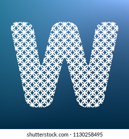 Letter W sign design template element. Vector. White textured icon at lapis lazuli gradient background.