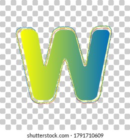 Letter W sign design template element. Blue to green gradient Icon with Four Roughen Contours on stylish transparent Background. Illustration.