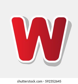 Letter W sign design template element. Vector. New year reddish icon with outside stroke and gray shadow on light gray background.