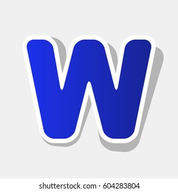 Letter W sign design template element. Vector. New year bluish icon with outside stroke and gray shadow on light gray background.