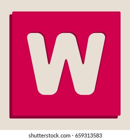 Letter W sign design template element. Vector. Grayscale version of Popart-style icon.