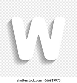 Letter W sign design template element. Vector. White icon with soft shadow on transparent background.