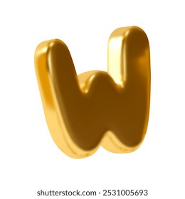 letter W. letter sign gold color. Realistic 3d design in metal style. Isolated on white background. vector illustration