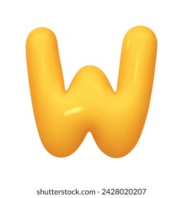 letter W. letter sign yellow color. Realistic 3d design in cartoon balloon style. Isolated on white background. vector illustration