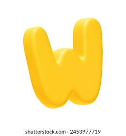 letter W. letter sign yellow color. Realistic 3d design in cartoon style. Isolated on white background. vector illustration