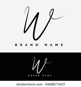 Letter W Signature Logo - Initial Alphabet for W - Handwritten W Logo