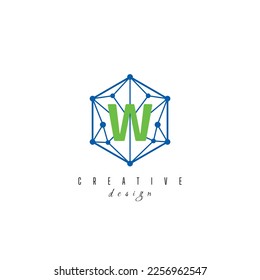 letter W and IT simple Creative elegant hexagon hexagonal poligon logo Design