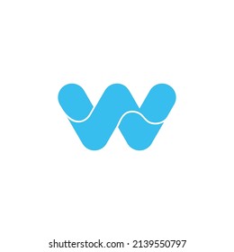 letter w simple curves geometric wavy water symbol vector