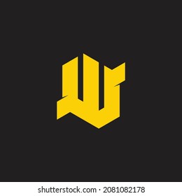 letter w simple flat 3d geometric logo vector