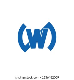 letter w simple geometric circle logo vector